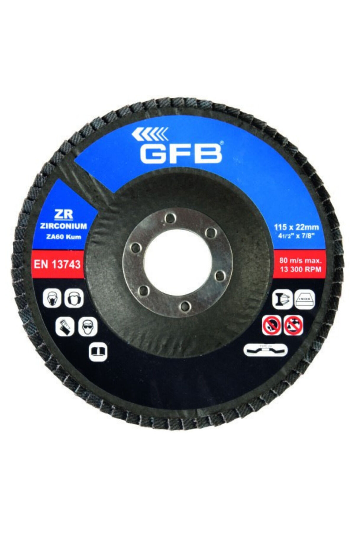 ZİRKONYUM FLAP DİSK ZIMPARA 115x100 KUM-MAVİ (10 Adet)