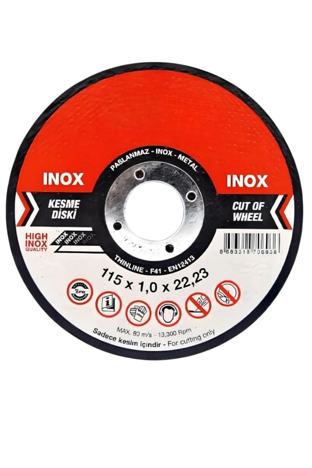 İnox Metal Kesici Kesme Diski 115x1,0x22,23 mm İnce Taş (100 Adet) Spiral Demir Kesici Disk