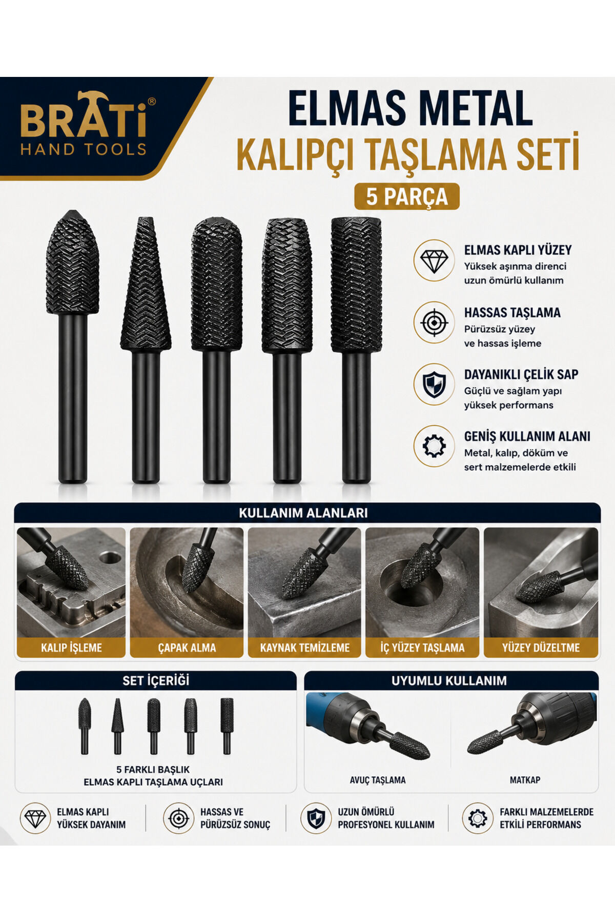 Elmas Kalıpçı Taşlama Seti 5 Parça DMX4138