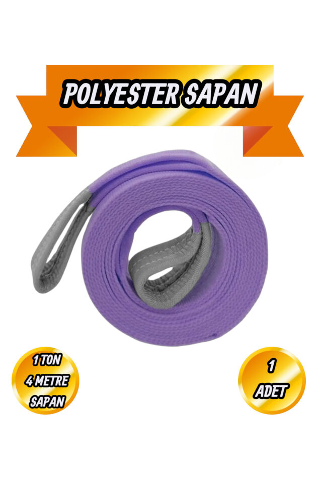 Polyester Sapan Mor Renk 1 Ton 4 Metre Sağlam Yük Kaldırma Taşıma İndirme Halat Spanzet