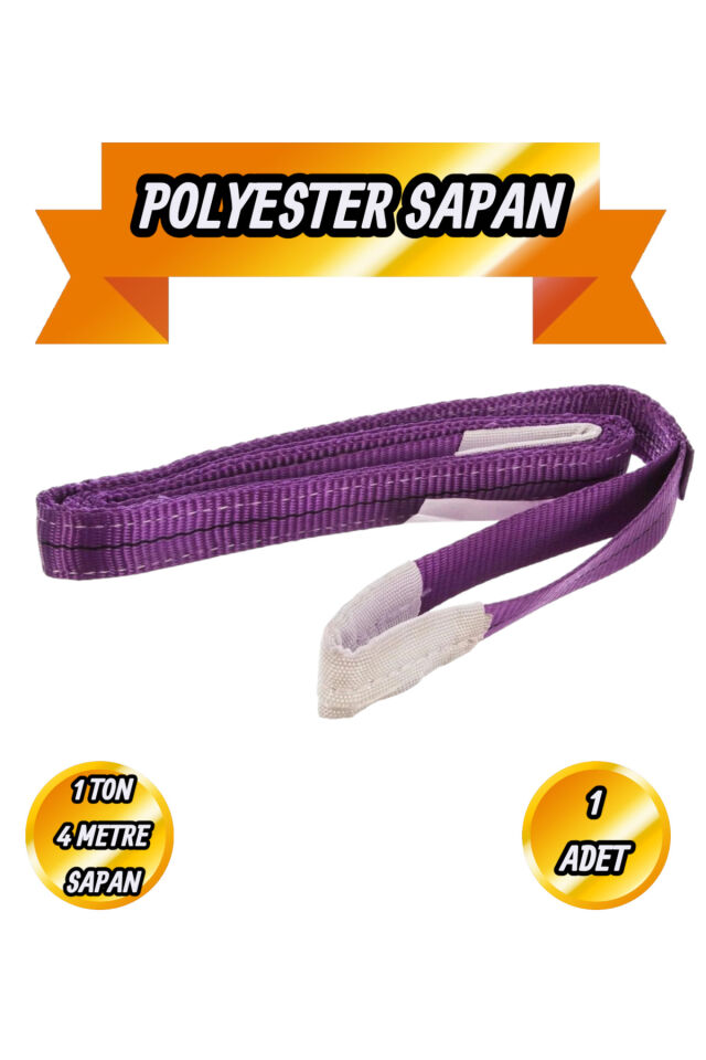 Polyester Sapan Mor Renk 1 Ton 4 Metre Sağlam Yük Kaldırma Taşıma İndirme Halat Spanzet
