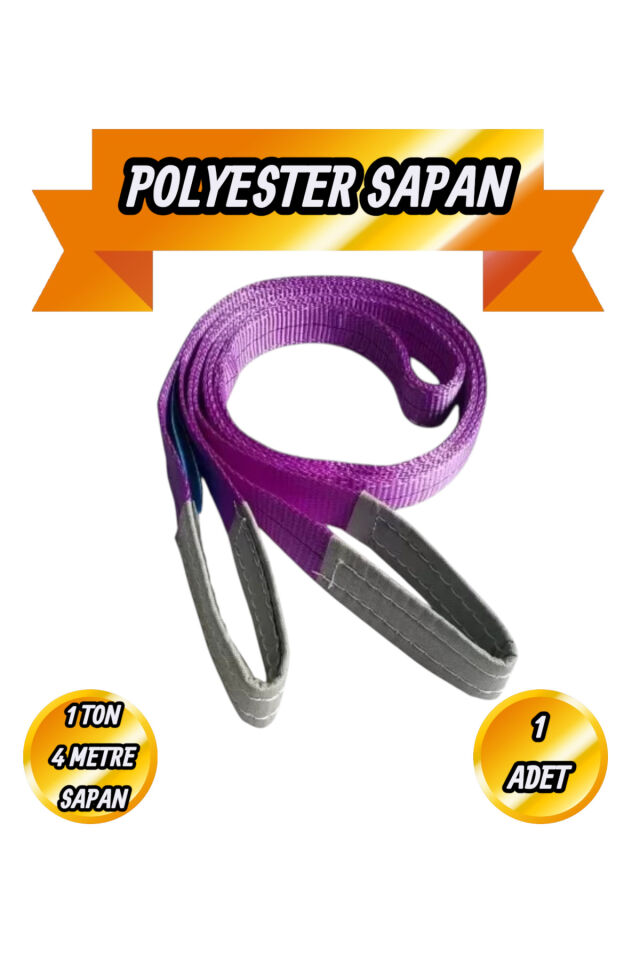 Polyester Sapan Mor Renk 1 Ton 4 Metre Sağlam Yük Kaldırma Taşıma İndirme Halat Spanzet