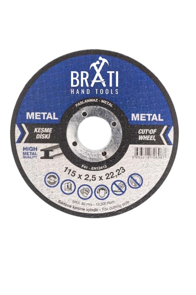 115X2,5 Metal Kesme Taşı 50 Adet Spiral Inox Demir Kesici Diski Demir Kesme Disk 115x2,5x22,23