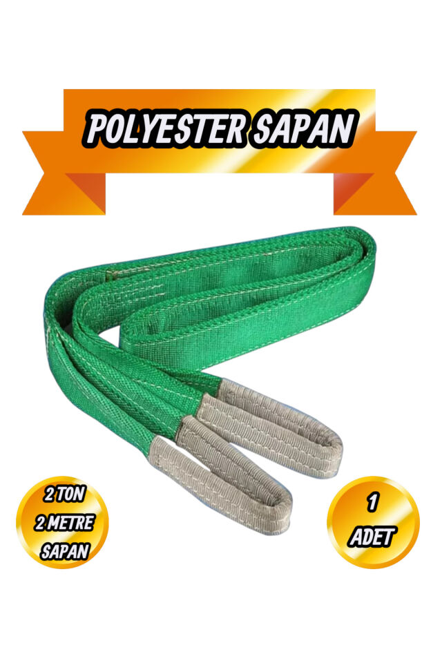 Sapan Polyester Spanzet 2 Ton 2 Metre Su Yeşili Sağlam Yük Kaldırma Taşıma İndirme Halat