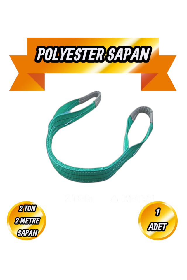 Sapan Polyester Spanzet 2 Ton 2 Metre Su Yeşili Sağlam Yük Kaldırma Taşıma İndirme Halat