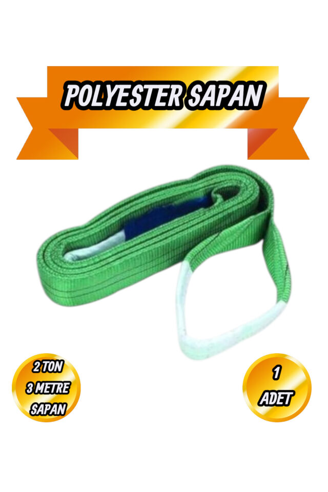Sapan Polyester Spanzet 2 Ton 3 Metre Yeşil Renk Sağlam Yük Kaldırma İndirme Halat