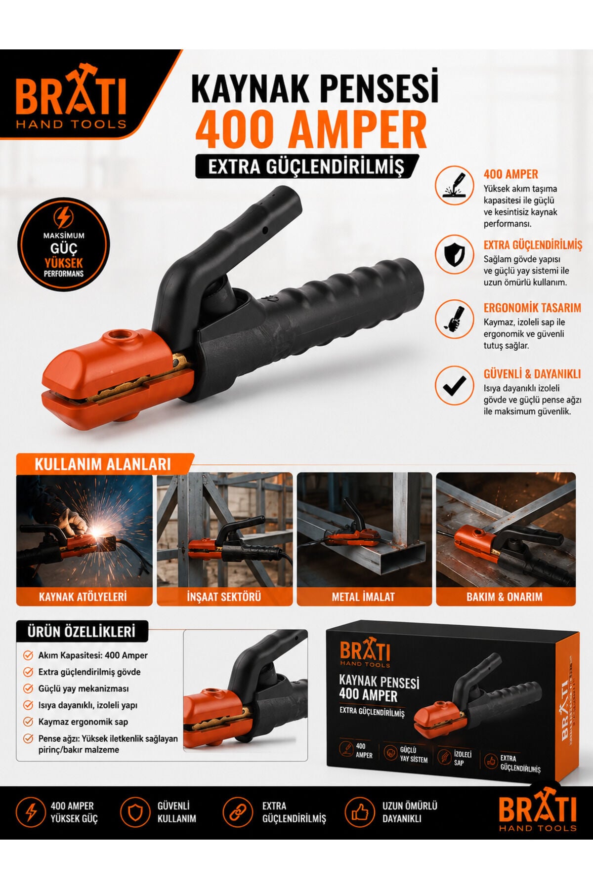 Kaynak Pensesi 400 Amper Extra Güçlendirilmiş