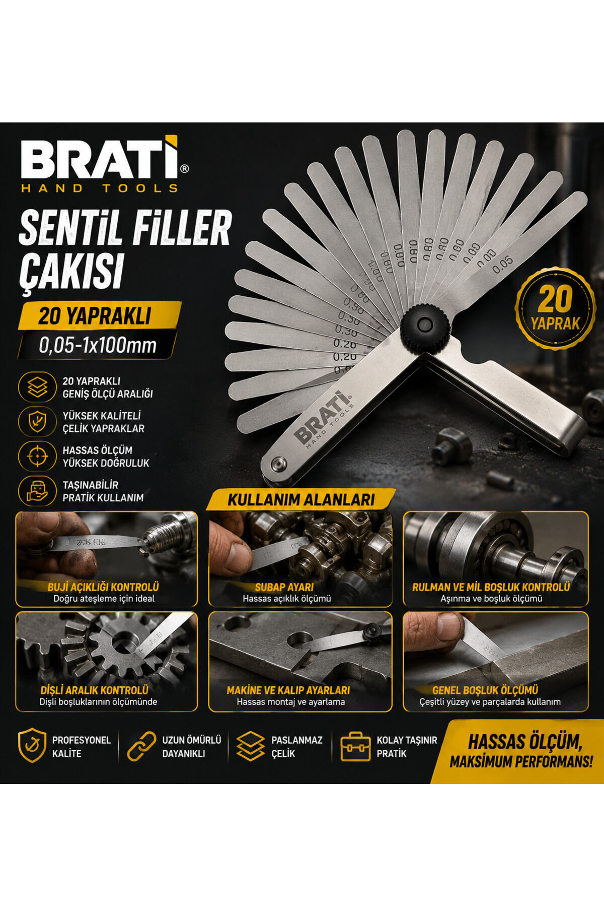 20 Yapraklı Sentil Filler Çakısı 0,05-1x100mm