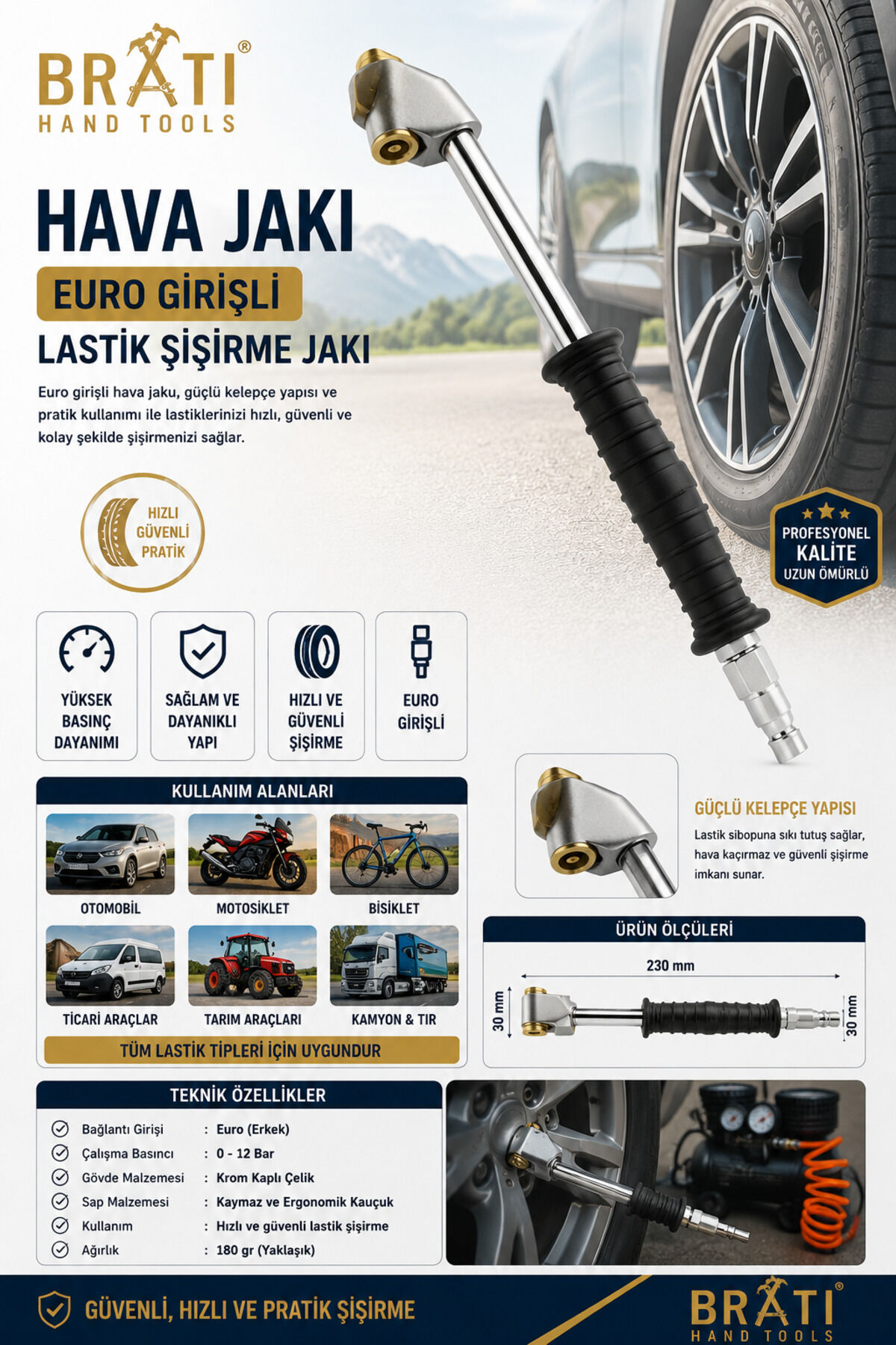 Hava Jakı Euro Girişli Lastik Şişirme Jakı