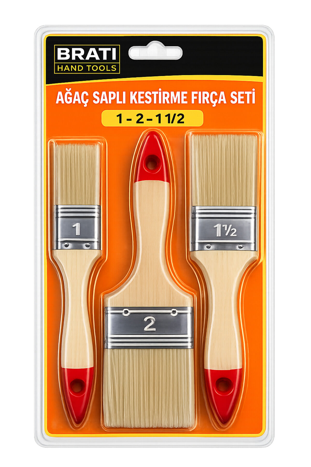 Ağaç Saplı Kestirme Fırça Seti 1-1,5-2 No