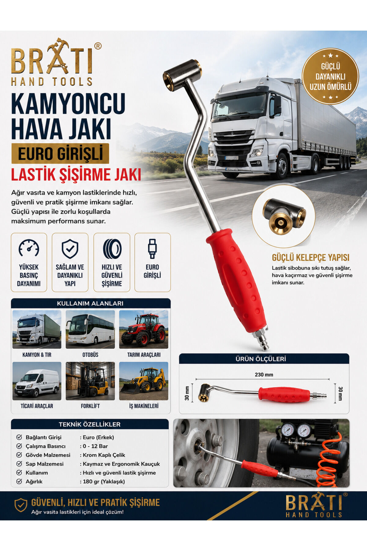 Kamyoncu Hava Jakı Euro Girişli Lastik Şişirme Jakı