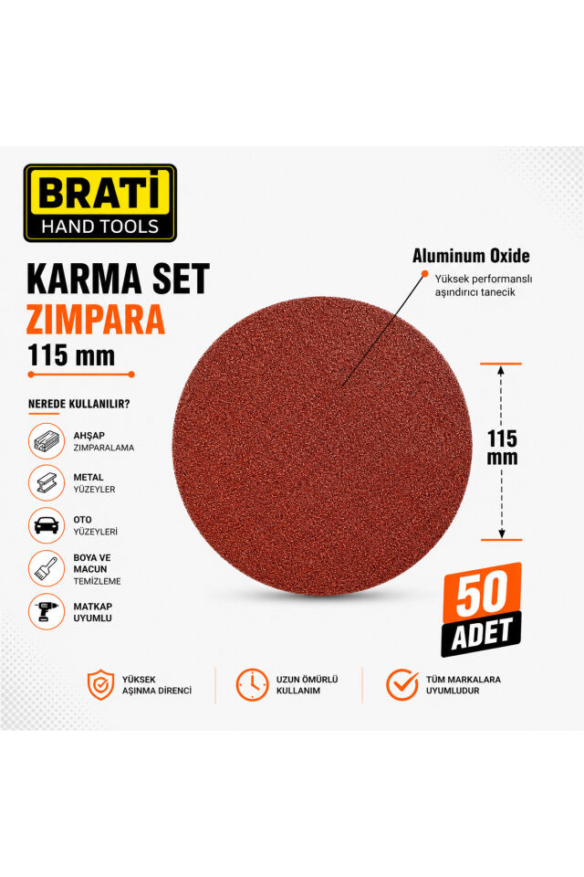 Cırt Zımpara Kağıdı 115 Mm (Karma Paket) 40-60-80-100-120-150-180-240-320-400 Kum
