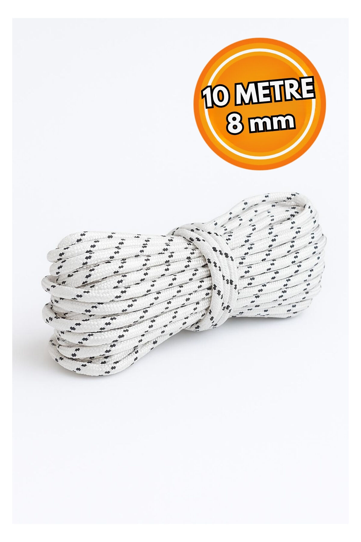 Dayanıklı Çift Örgülü Çok Amaçlı İskota Halat - 10 MT 8MM - iP - Çekme - Bağlama - Kamp - Marin