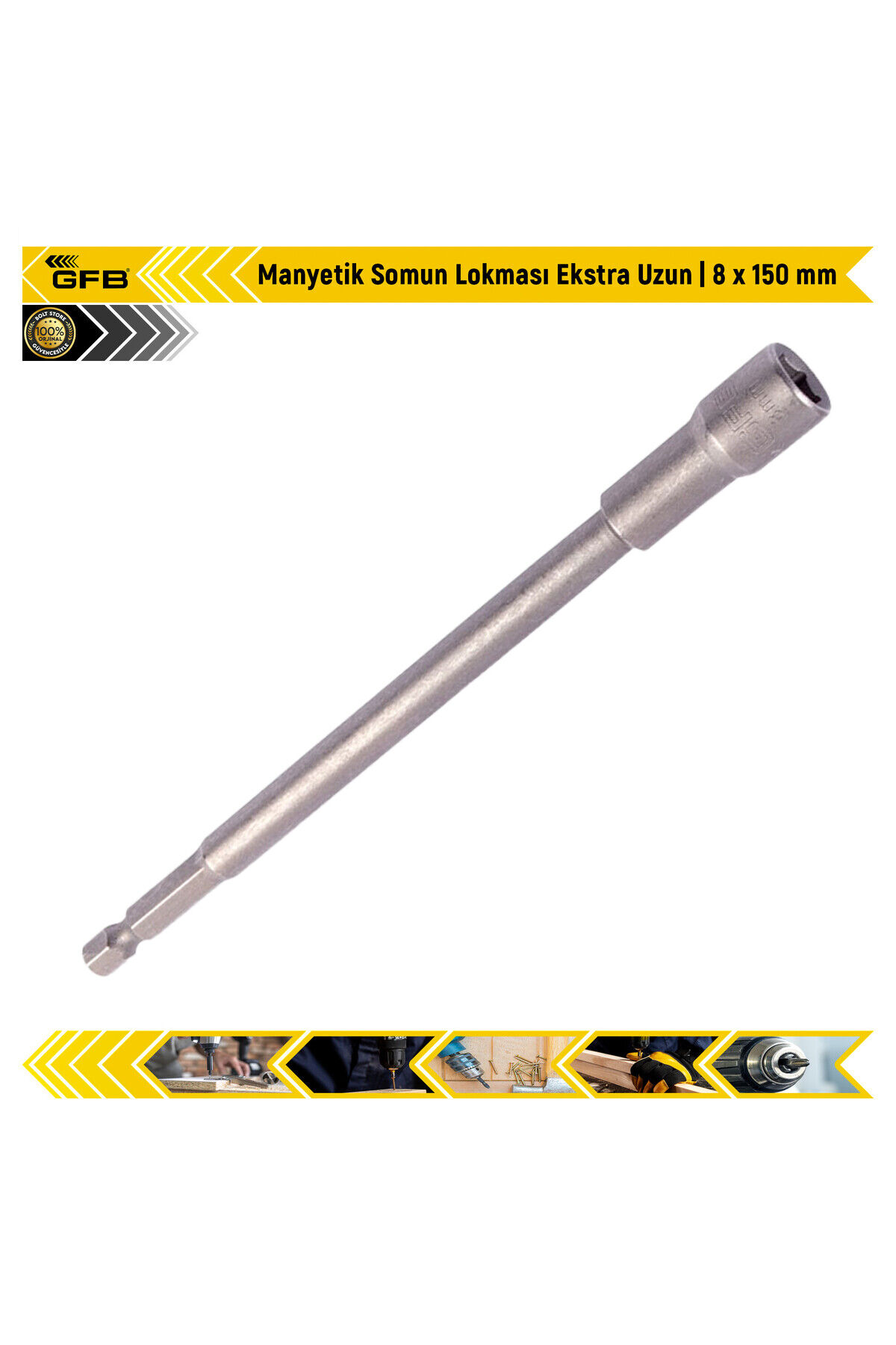 Manyetik Somun Lokması Ekstra Uzun | 8 x 150 mm