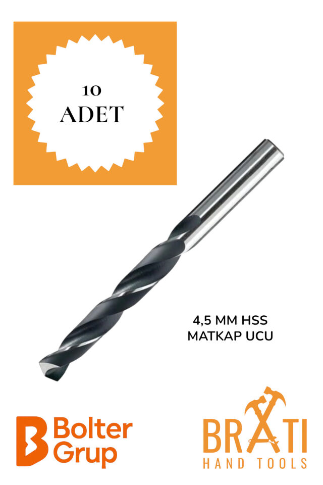 4,5 Mm Matkap Ucu 10 Ad Metal Alüminyum Ahşap Plastik Çelik Delme Delik Açma Uç