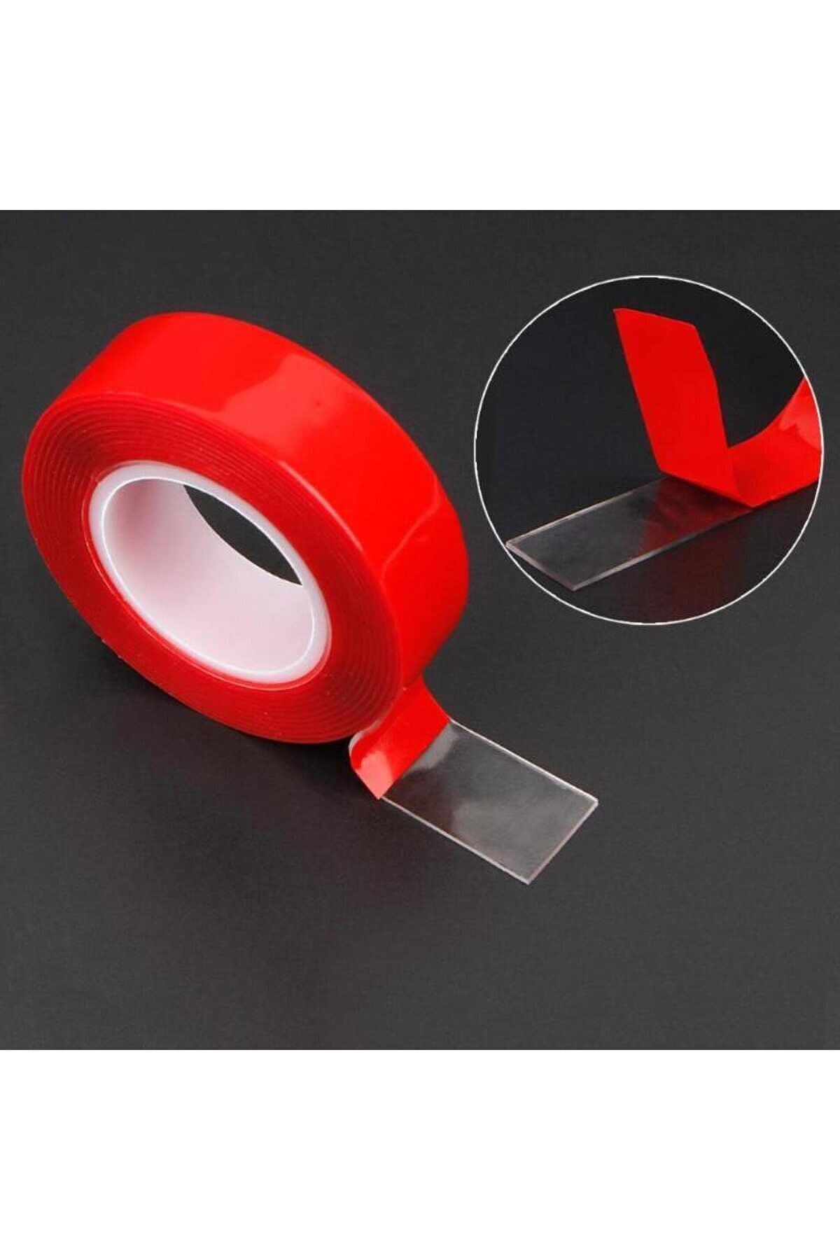 Çift Taraflı Silikon Bant Şeffaf 18 mm x 2 Metre Montaj Bandı Güçlü Çok Amaçlı Yapıştırıcı 1 Adet