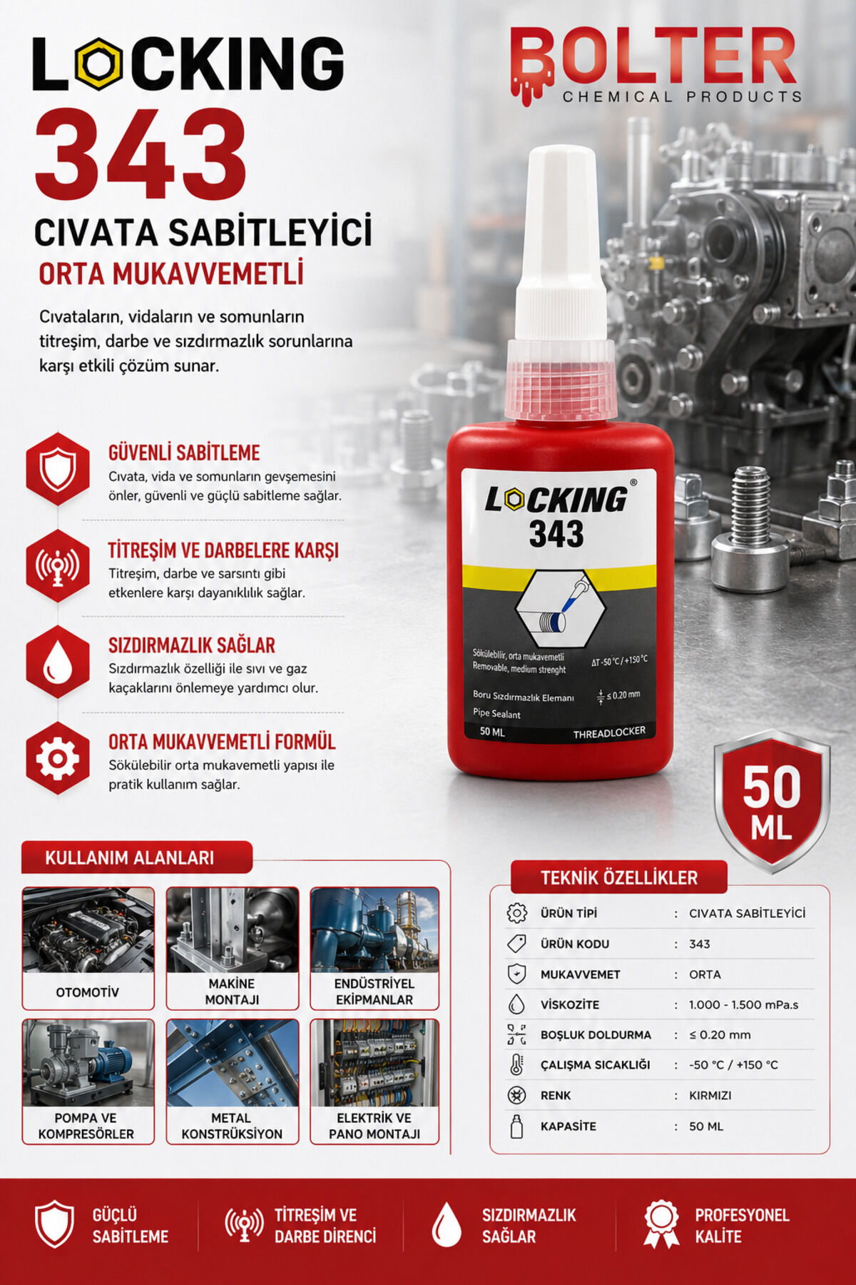 Locking Civata Sabitleyici 343 Cıvata 50 ML