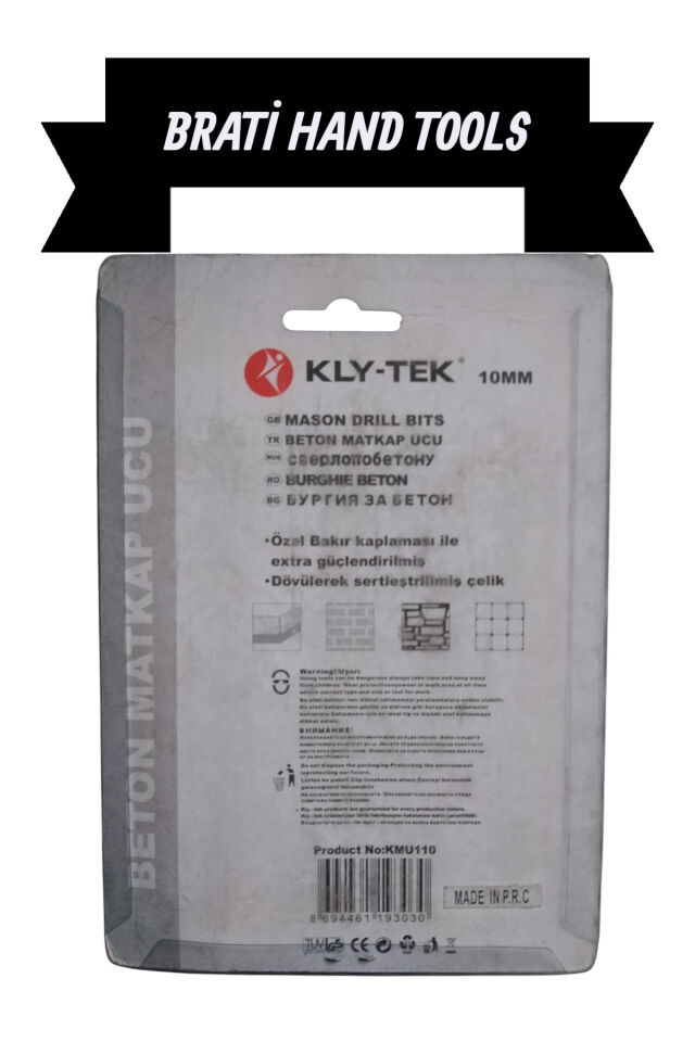 KLY-TEK 10mm Beton Delme Matkap Ucu Karbon Kaplama 4 Adet Set