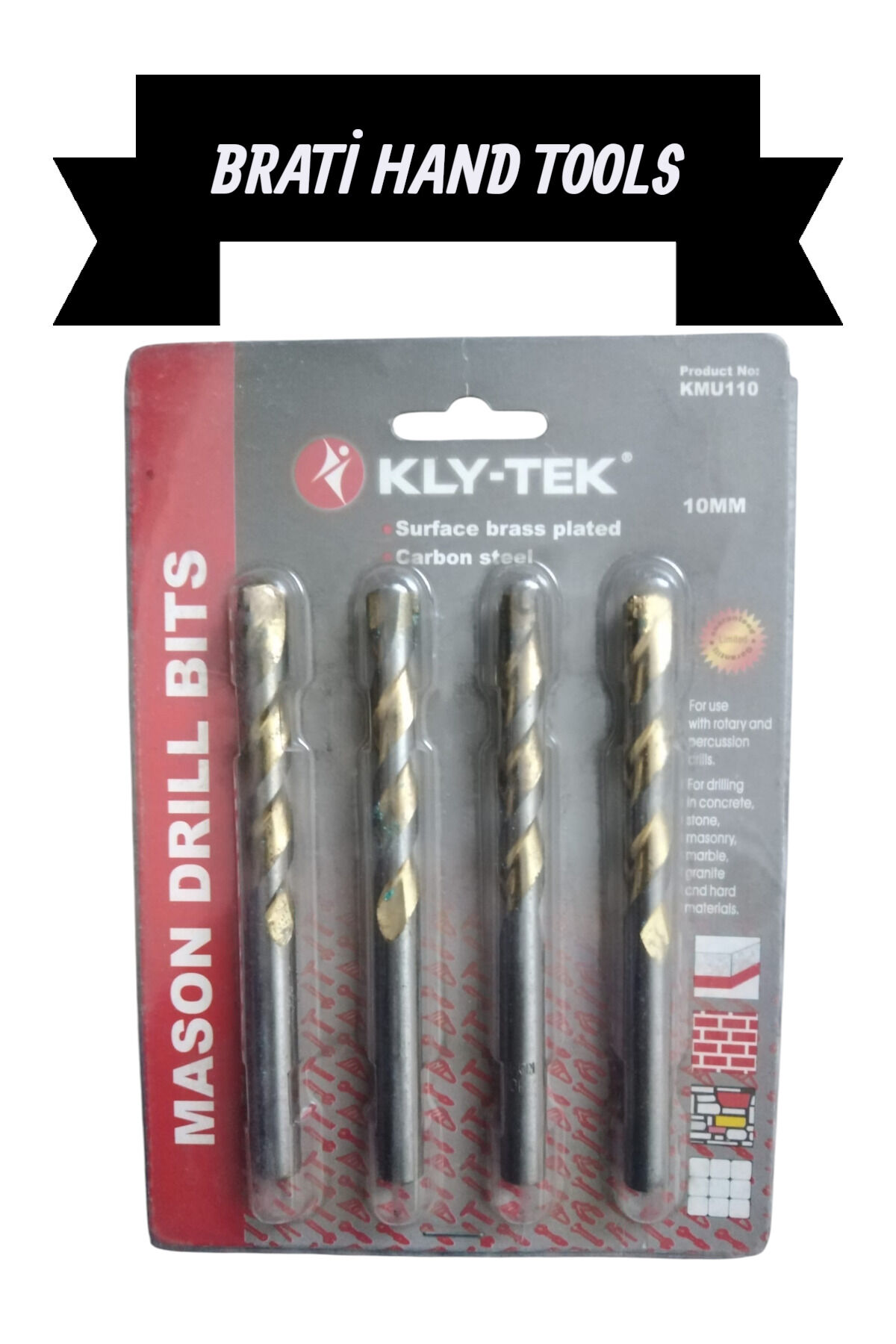 KLY-TEK 10mm Beton Delme Matkap Ucu Karbon Kaplama 4 Adet Set