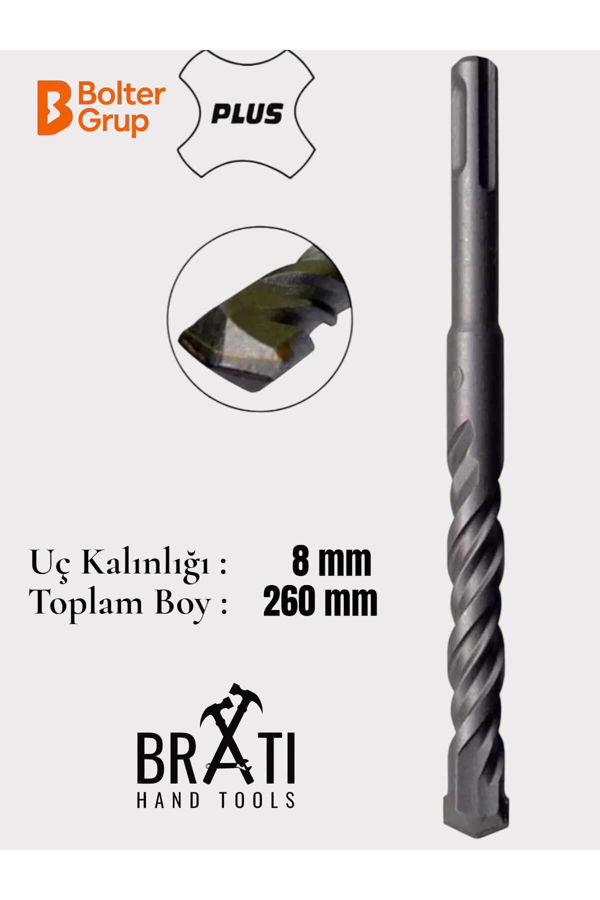 8X260 SDS Plus 2 Kanallı Beton Ve Duvar Delme Matkap Ucu